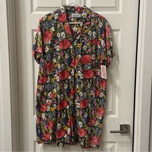 Vintage Floral Button-Up Romper Size M